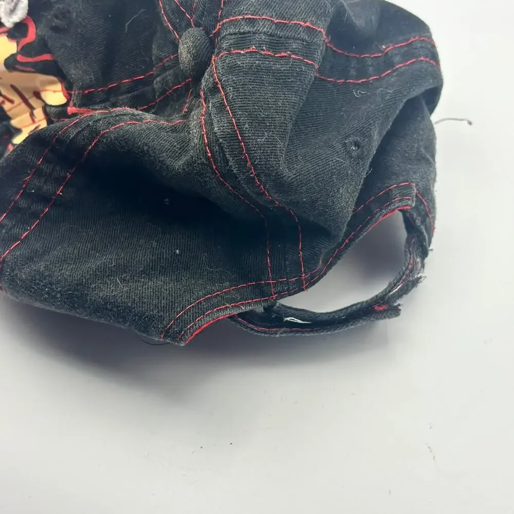 Disney Parks Mickey Mouse Youth Hat Distressed Black Red Embroidered Cap